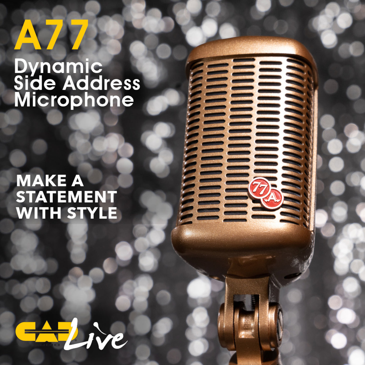 CAD Audio A77 Large Diaphragm SuperCardioid Dynamic Side Address Vintage Microphone (A77)