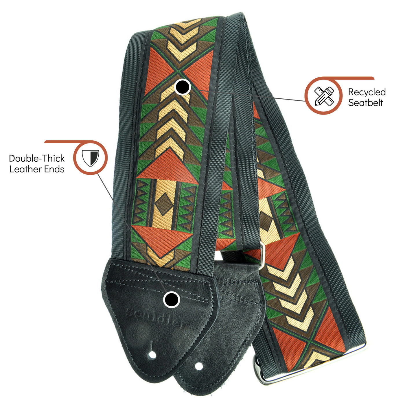 Souldier GT0784BK02BK - Handmade Souldier Fabric Bass Strap, 3 Inches Wide and Adjustable from 33" to 60" Made in the USA, Tigard