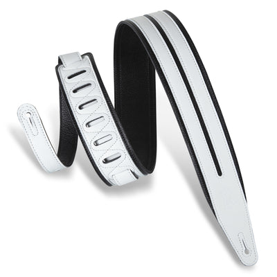 Levy's 2.5" Double Racing Stripe Strap in Black and White