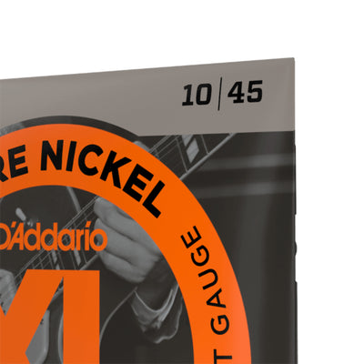 D'Addario Pure Nickel Electric Guitar Strings, Regular Light, 10-45 (EPN110)