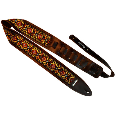 Souldier TGS0876BR02BR - Handmade Souldier Fabric Torpedo Strap for Bass, Electric, or Acoustic Guitar, Adjustable Length from 42.5" to 55" Made in the USA, Tobacco