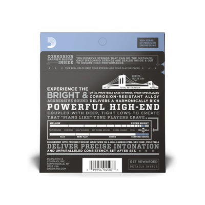 D'Addario ProSteels Bass Guitar Strings, Light, 45-100, Long Scale (EPS170)