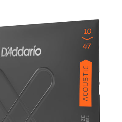 D'Addario XT 80/20 Bronze Coated Acoustic Guitar Strings, Extra Light, 10-47 (XTABR1047)