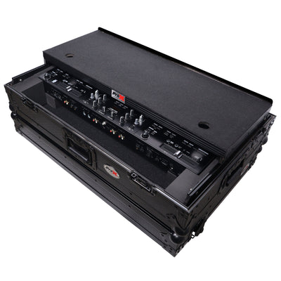 ProX XS-DDJREV7WLTBL ATA Style Flight Case, For Pioneer DDJ-REV7 DJ Controller, With 1U Rackspace, Laptop Shelf Wheels, Pro Audio Equipment Storage, Black Finish