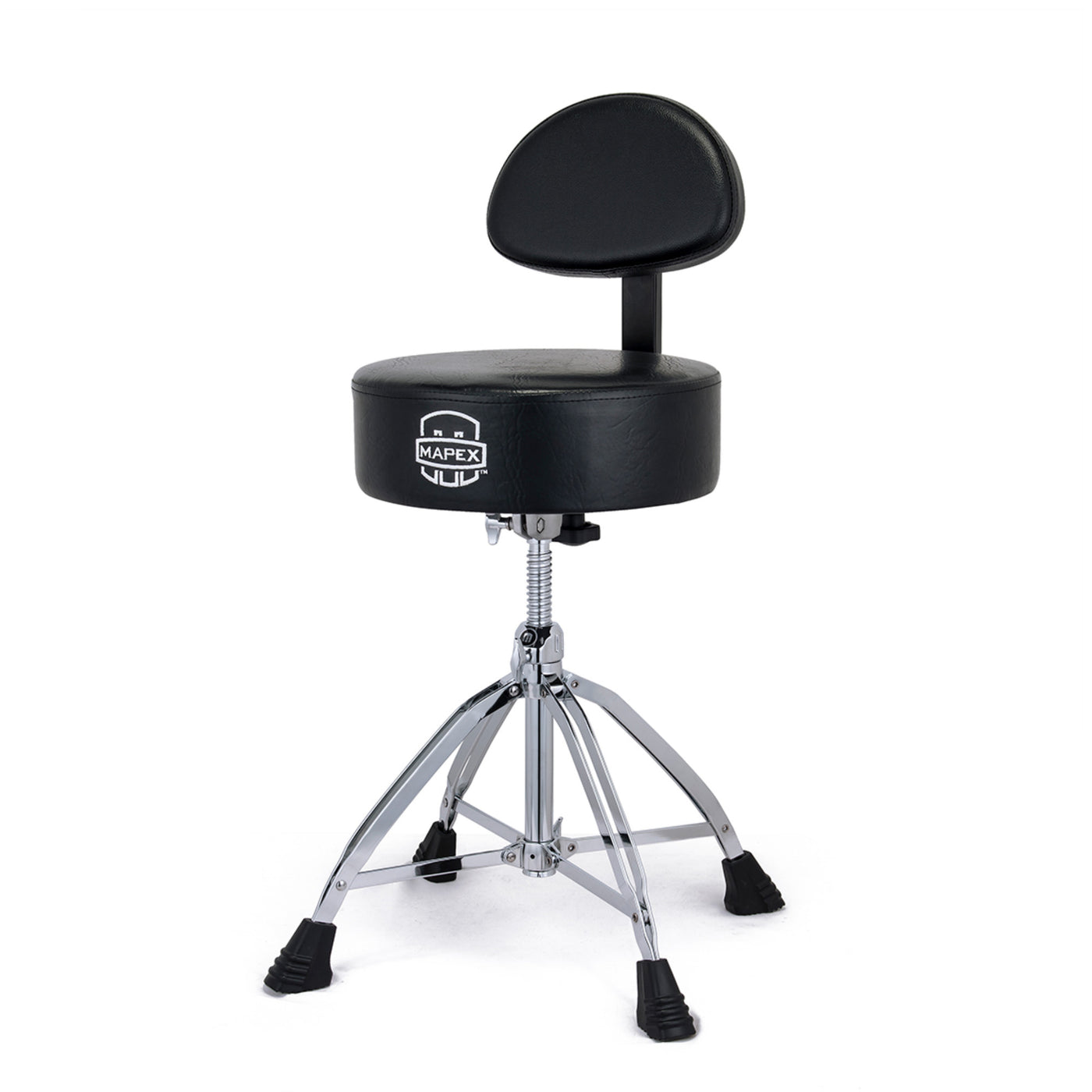 Mapex Cushioned Round Top Double-Braced Quad Legs Drum Throne with Adjustable Backrest