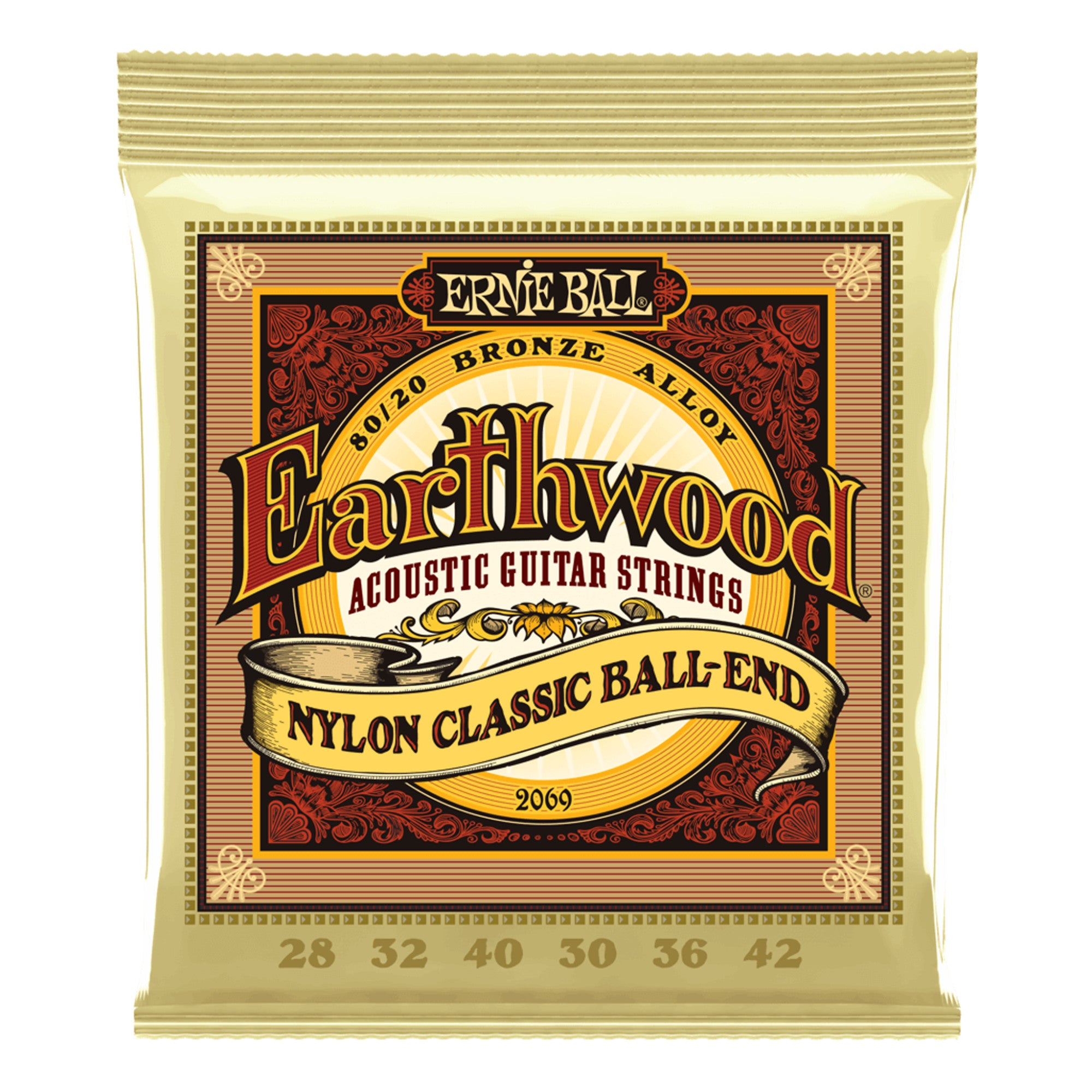 Ernie Ball Earthwood Folk Nylon, Clear & Gold Ball End, 80/20 Bronze A – Interst