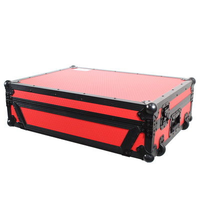 ProX XS-PRIME4WRB ATA-300 Style Flight Case, For Denon PRIME 4 DJ Controller, With 1U Rack Space and Wheels, Pro Audio Equipment Storage, Red Black