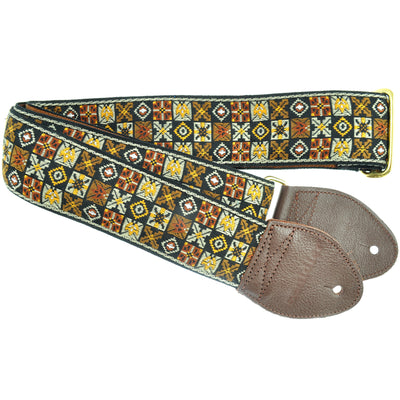 Souldier GS0296NM01WB - Handmade Seatbelt Guitar Strap for Bass, Electric or Acoustic Guitar, 2 Inches Wide and Adjustable Length from 30" to 63"  Made in the USA, Woodstock, Brown