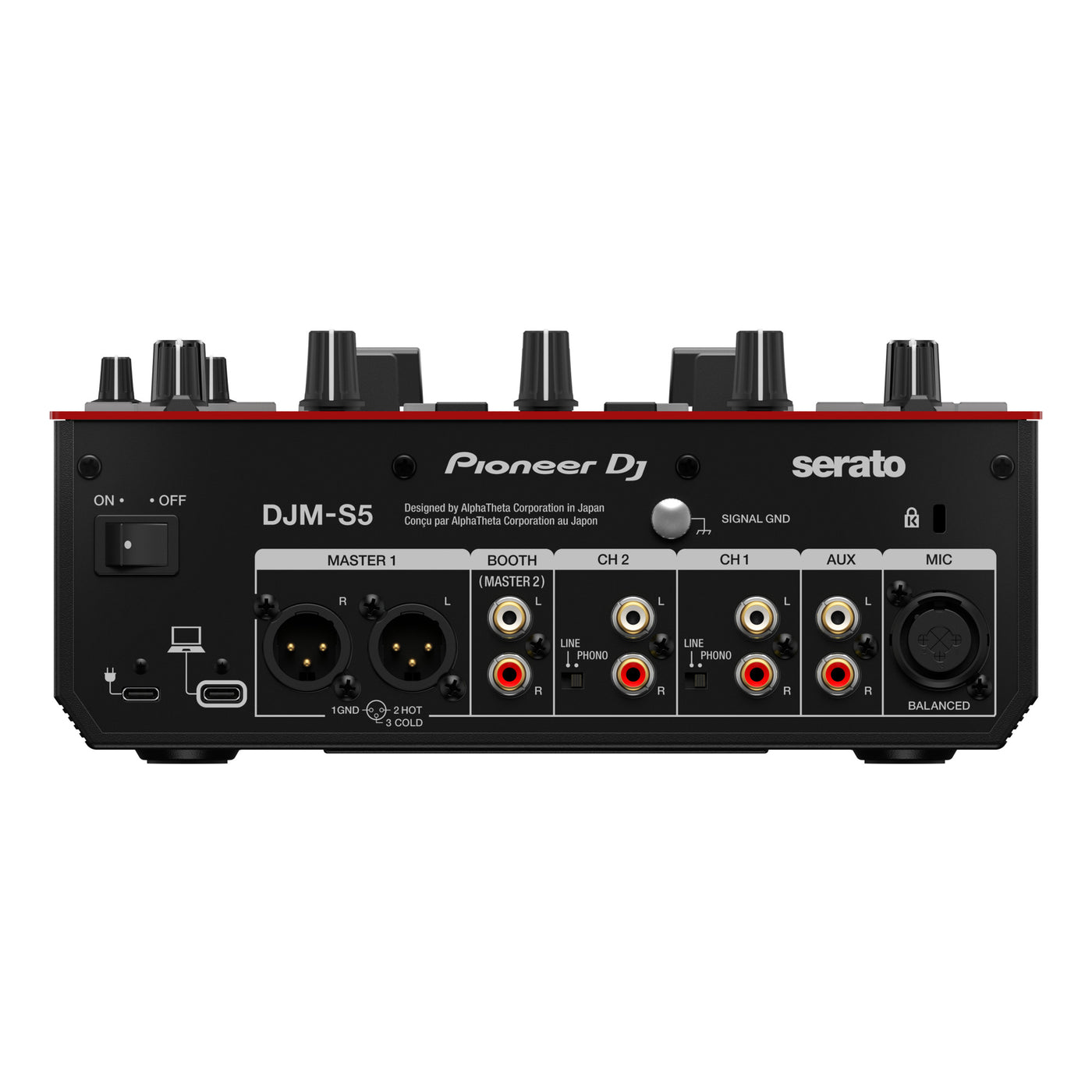 Pioneer DJ DJM-S5 Scratch-Style 2-Channel DJ Mixer for Serato DJ Pro, Professional Audio Switcher Equipment Interface - Gloss Red