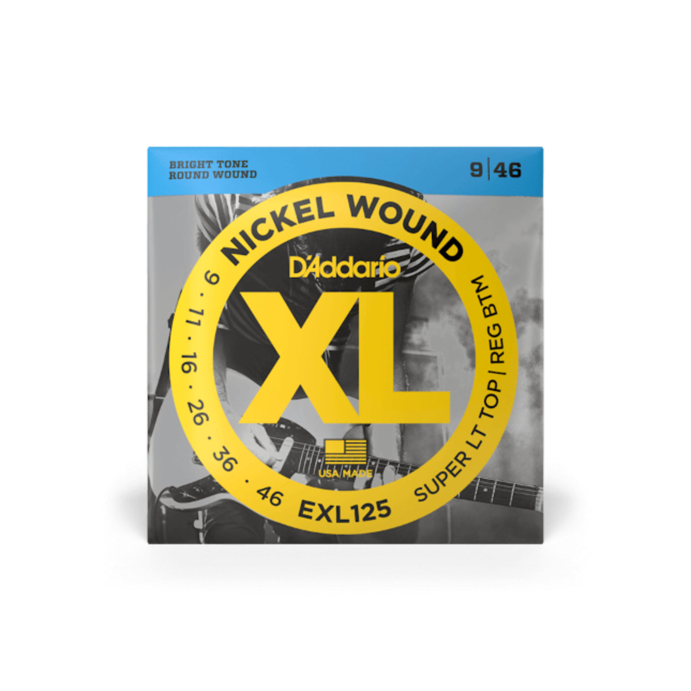 D'Addario Nickel Wound Electric Guitar Strings, Super Light Top/ Regular Bottom, 09-46 (EXL125)
