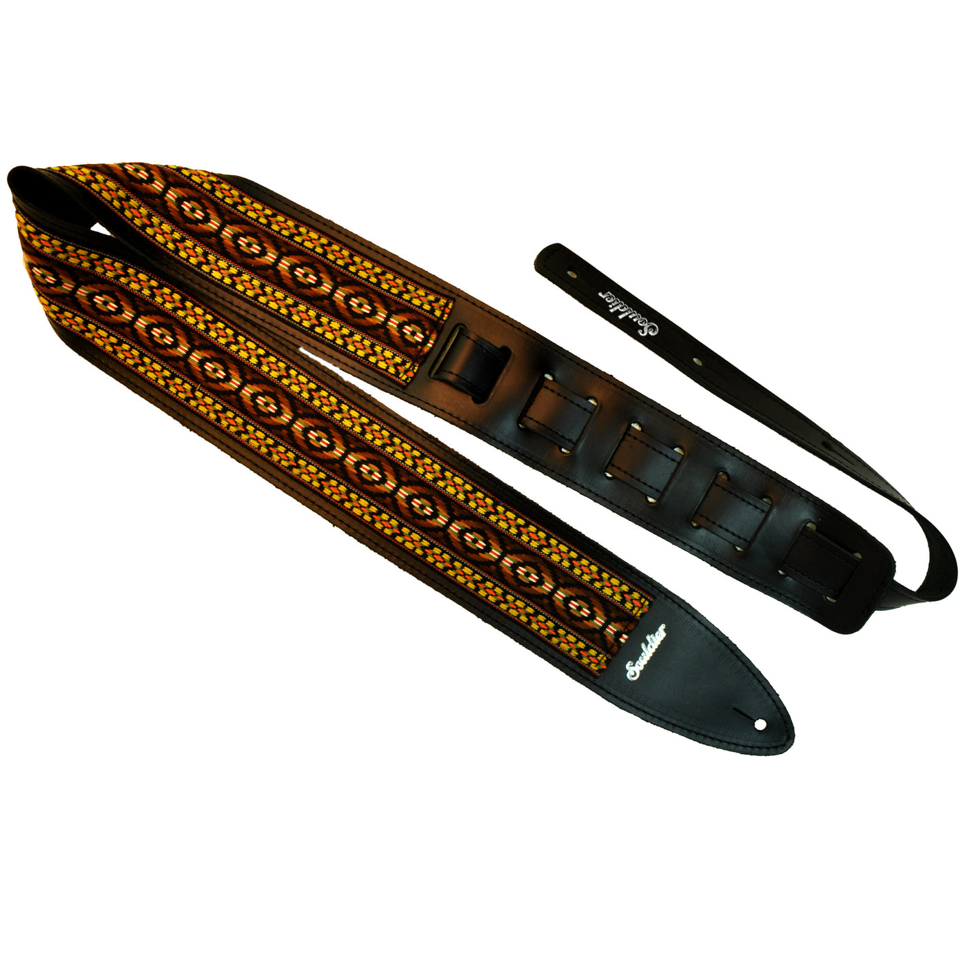 Souldier TGS0259BK02BK - Handmade Souldier Fabric Torpedo Strap for Bass, Electric, or Acoustic Guitar, Adjustable Length from 42.5" to 55" Made in the USA, Brown