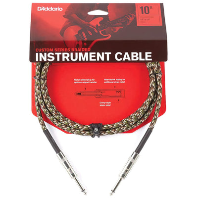 D'Addario Custom Series Braided Instrument Cable, Camouflage, 10' (PW-BG-10CF)