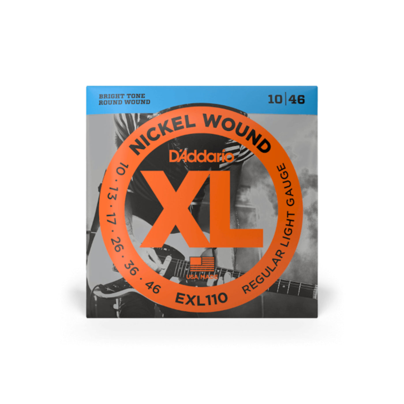 D'Addario Nickel Wound Electric Guitar Strings, Regular Light, 10-46 (EXL110)