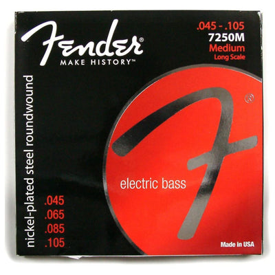 Fender Super 7250s Nickel-Plated Steel Long Scale Roundwound Bass Strings, 7250M .045-.105 Gauges (0737250406)