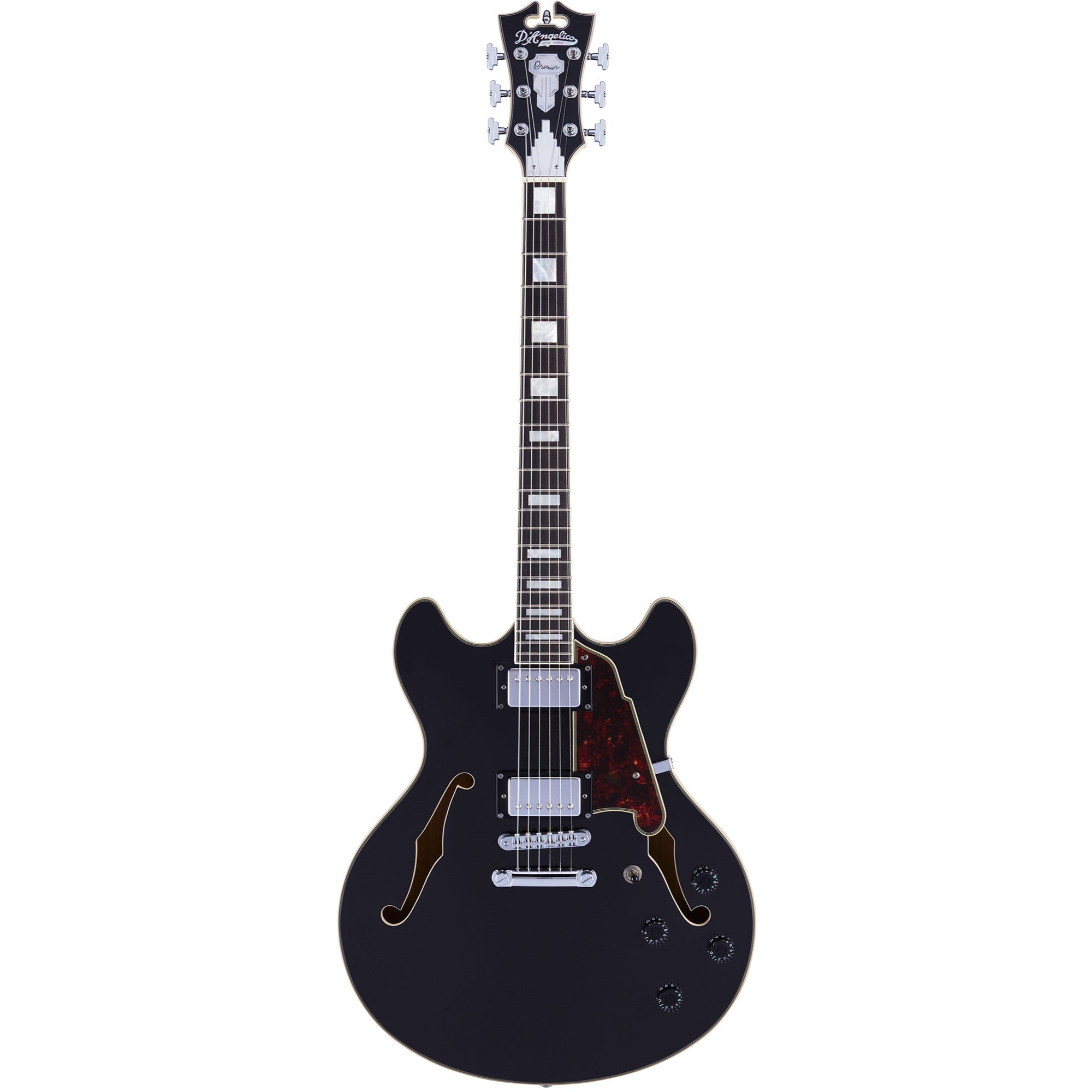 D’Angelico Premier DC Electric Guitar with Stopbar Tailpiece, Black Fl – Interst