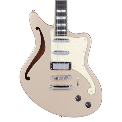 D’Angelico Deluxe Bedford SH Semi-Solid Electric Guitar, Desert Gold (DADBEDSHDSGNS)