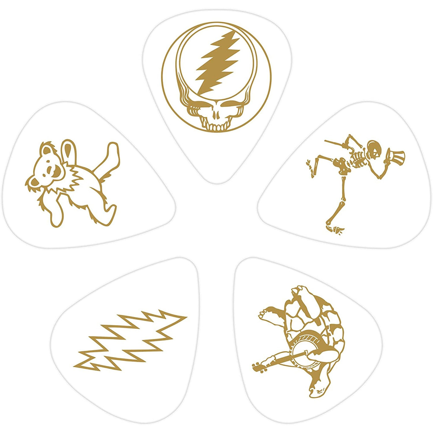 D'Addario Grateful Dead Icons Guitar Picks, White, 10 Pack, Medium (1CWH4-10GD2)
