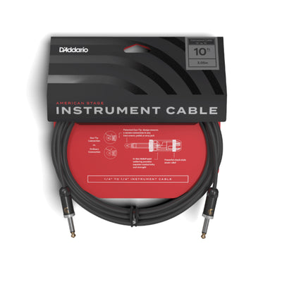 D'Addario American Stage Instrument Cable, Right to Right, 10 feet (PW-AMSGRR-10)