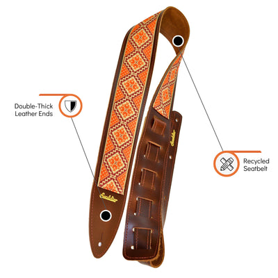 Souldier TGS1214BR01BR - Handmade Souldier Fabric Torpedo Strap for Bass, Electric, or Acoustic Guitar, Adjustable Length from 42.5" to 55" Made in the USA, Orange