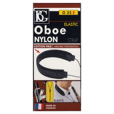 BG O33E Oboe Nylon Strap, Elastic, 2 LP Connect