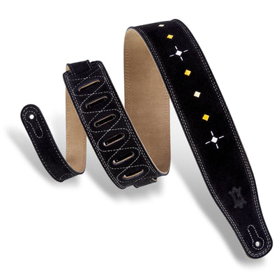 Levy's 2.5" Suede Strap in Diamond Embroidery in Black