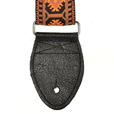 Souldier GS0179BK02BK - Handmade Seatbelt Guitar Strap for Bass, Electric or Acoustic Guitar, 2 Inches Wide and Adjustable Length from 30" to 63"  Made in the USA, Pillar, Brown and Orange