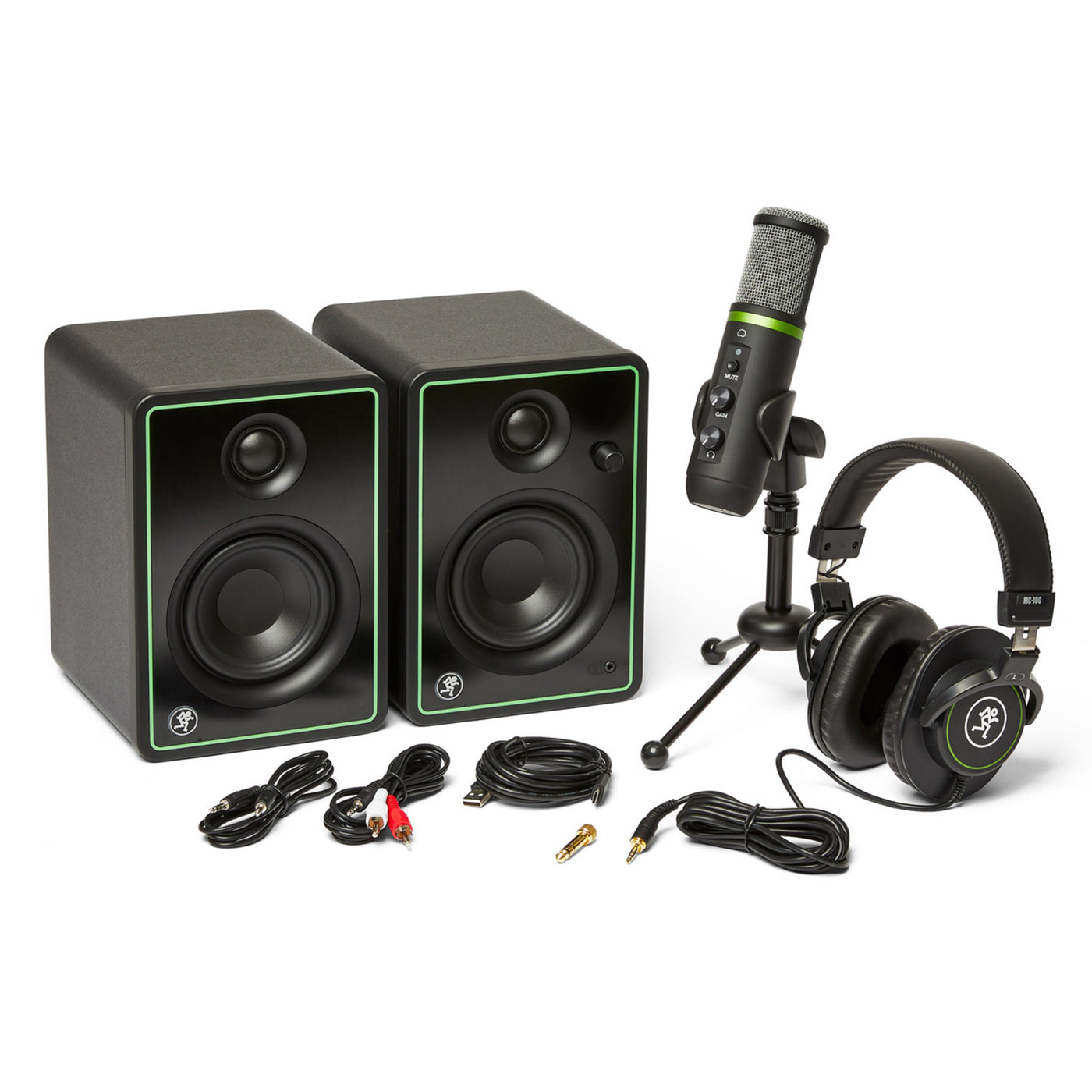 Mackie Content Creation Bundle with CR3-X Monitors, EM-USB Condenser Mic, and MC-100 Headphones