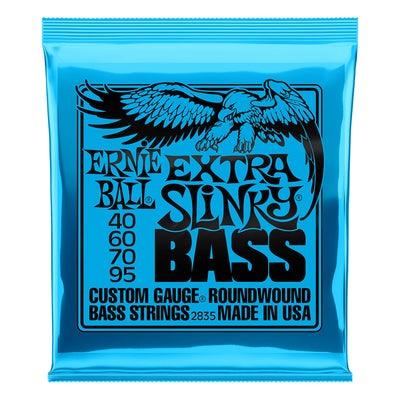 Ernie Ball Extra Slinky Nickel Wound Electric Bass Strings, 40-95 Gauge- 4 Strings