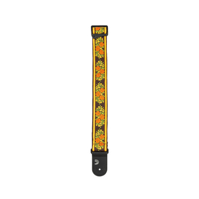 D'Addario Woven Guitar Strap, Peace Love, Brown and Yellow (50PCLV03)