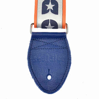 Souldier GS0109OR04BLSLE - Handmade Seatbelt Guitar Strap for Bass, Electric or Acoustic Guitar, 2 Inches Wide and Adjustable Length from 30" to 63"  Made in the USA, Blue and Orange