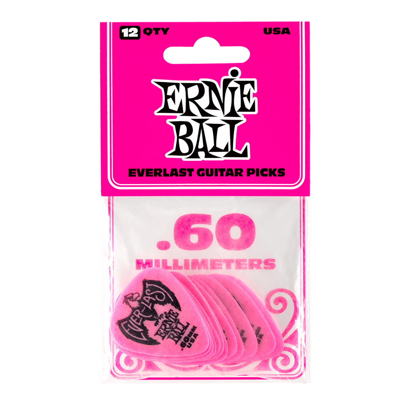 Ernie Ball .60mm Pink Everlast Picks 12-pack