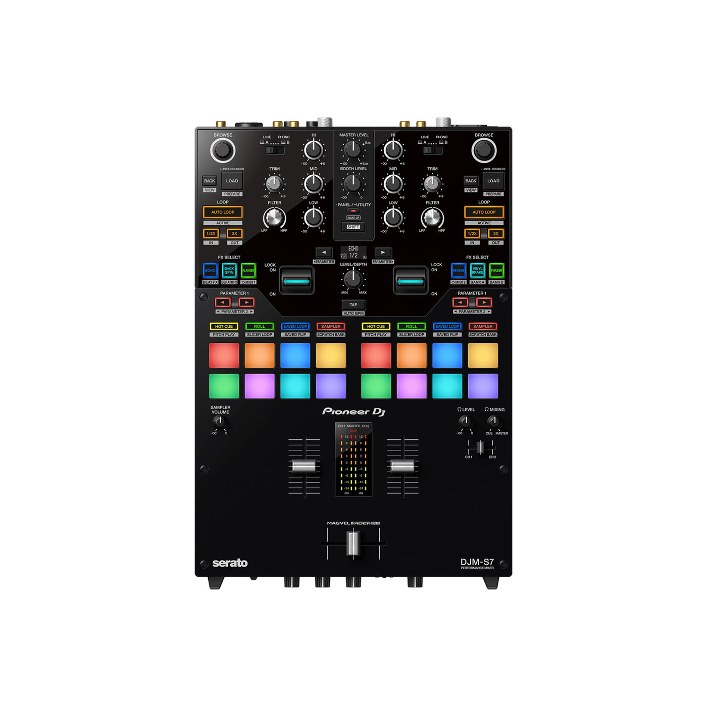 Pioneer DJ DJM-S7 Scratch-Style 2-Channel DJ Performance DJ Mixer, Professional DJ Equipment Audio Switcher Interface