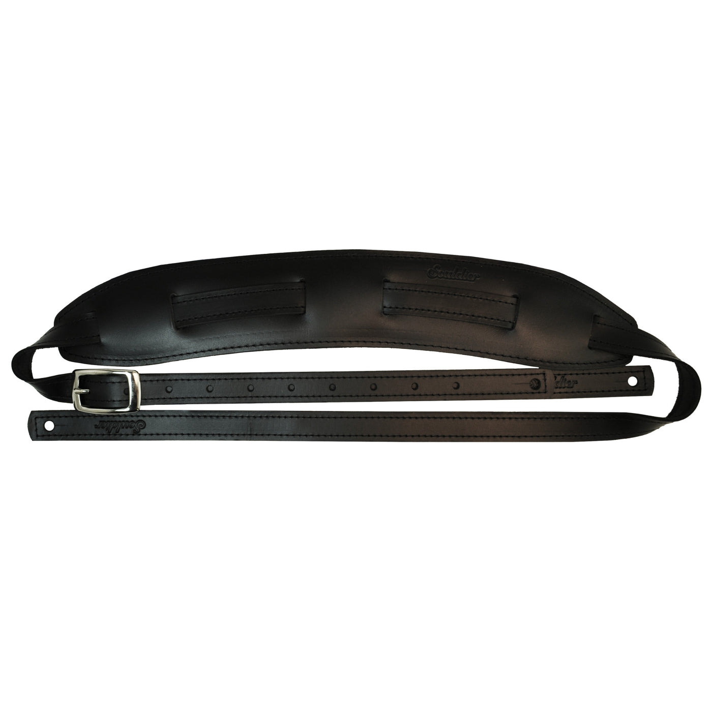 Souldier SSD0000BK02BK - Handmade Souldier Plain Saddle Strap for Bass Electric, or Acoustic Guitar, 2.5 Inches Wide and Adjustable up to 57" made in the USA, Black
