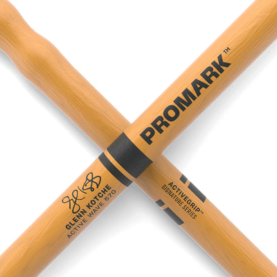 ProMark Glenn Kotche Active Wave ActiveGrip Clear Hickory Drumstick, Wood Tip (TXGKAWW)