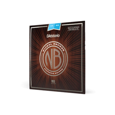 D'Addario Nickel Bronze Acoustic Guitar Strings, Balanced Tension Light, 12-52 (NB1252BT)