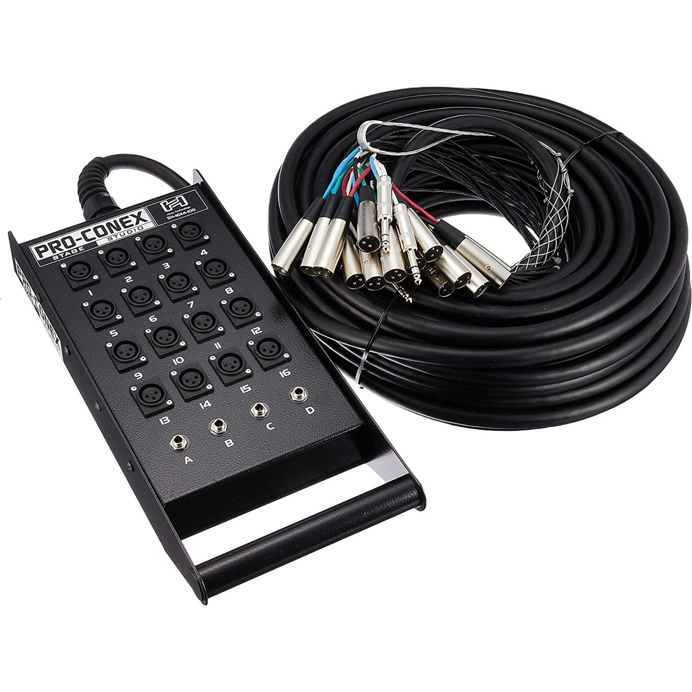Hosa Pro-Conex SH Series Stage Box Snake with 16 3-Pin XLR Send and 4 TRS Return Channels, 100-Foot (SH-16X4-100)