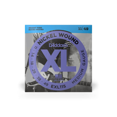 D'Addario Nickel Wound Electric Guitar Strings, Medium/Blues-Jazz Rock, 11-49 (EXL115)