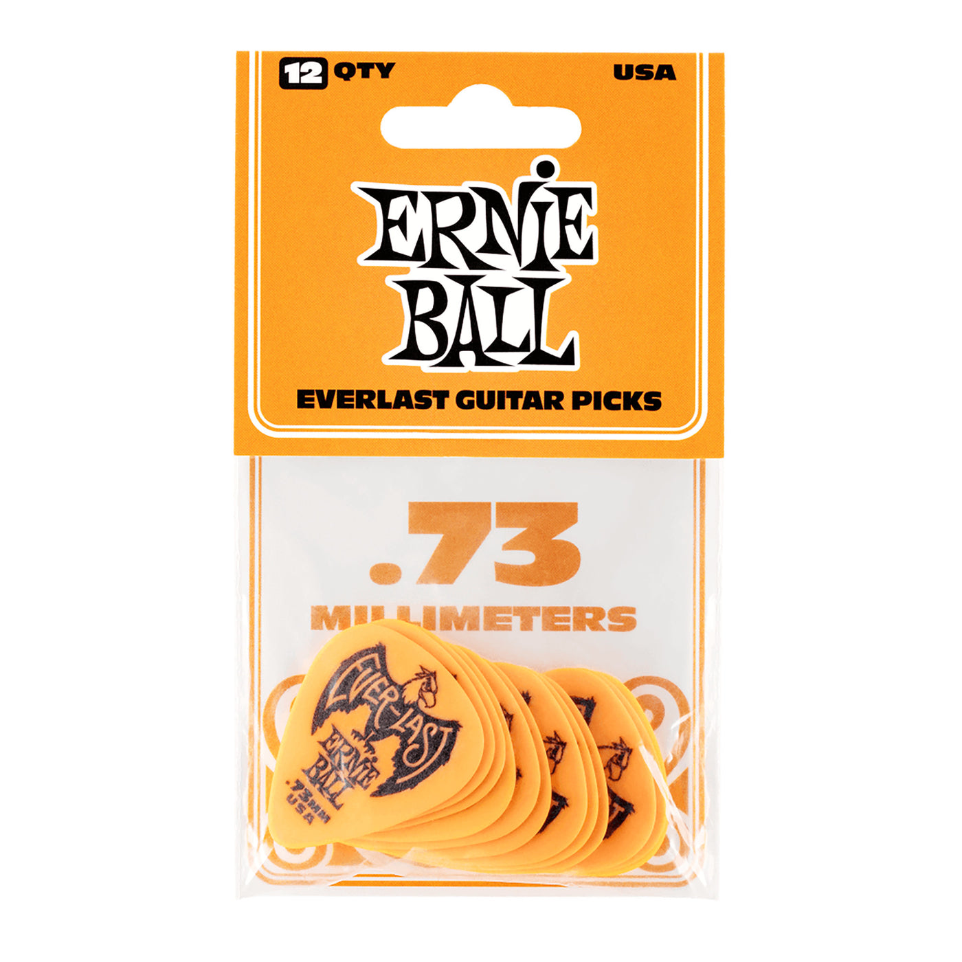 Ernie Ball .73mm Orange Everlast Picks 12-pack