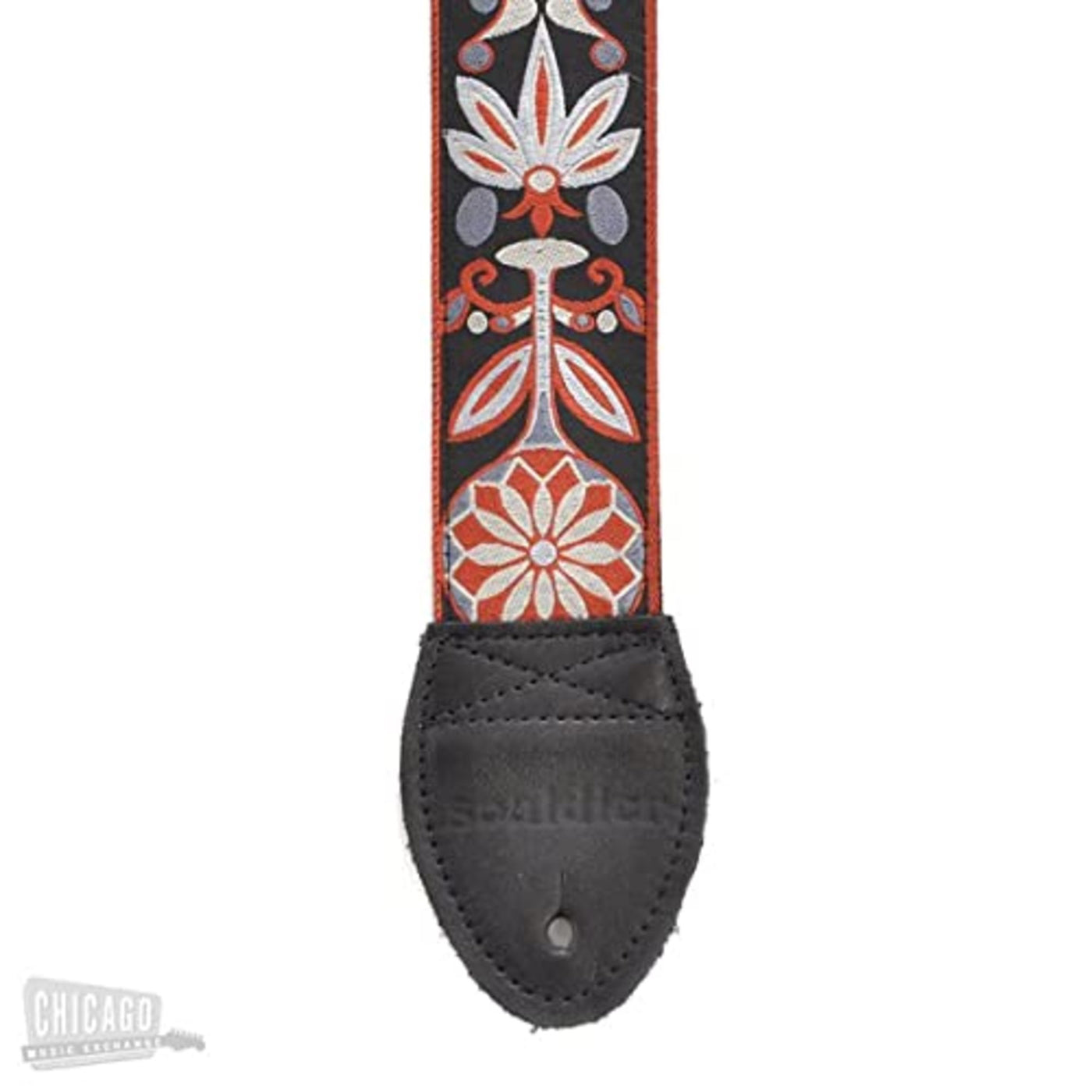 Souldier GS0082BK02BK - Handmade Seatbelt Guitar Strap for Bass, Electric or Acoustic Guitar, 2 Inches Wide and Adjustable Length from 30" to 63"  Made in the USA, Daisy, Grey