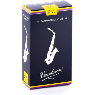 Vandoren Alto Saxophone Traditional Reeds Strength #2.5; Box of 10