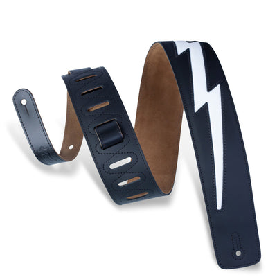 Levy's 2.5" Leather Strap in Black with Leather Lightning Bolt
