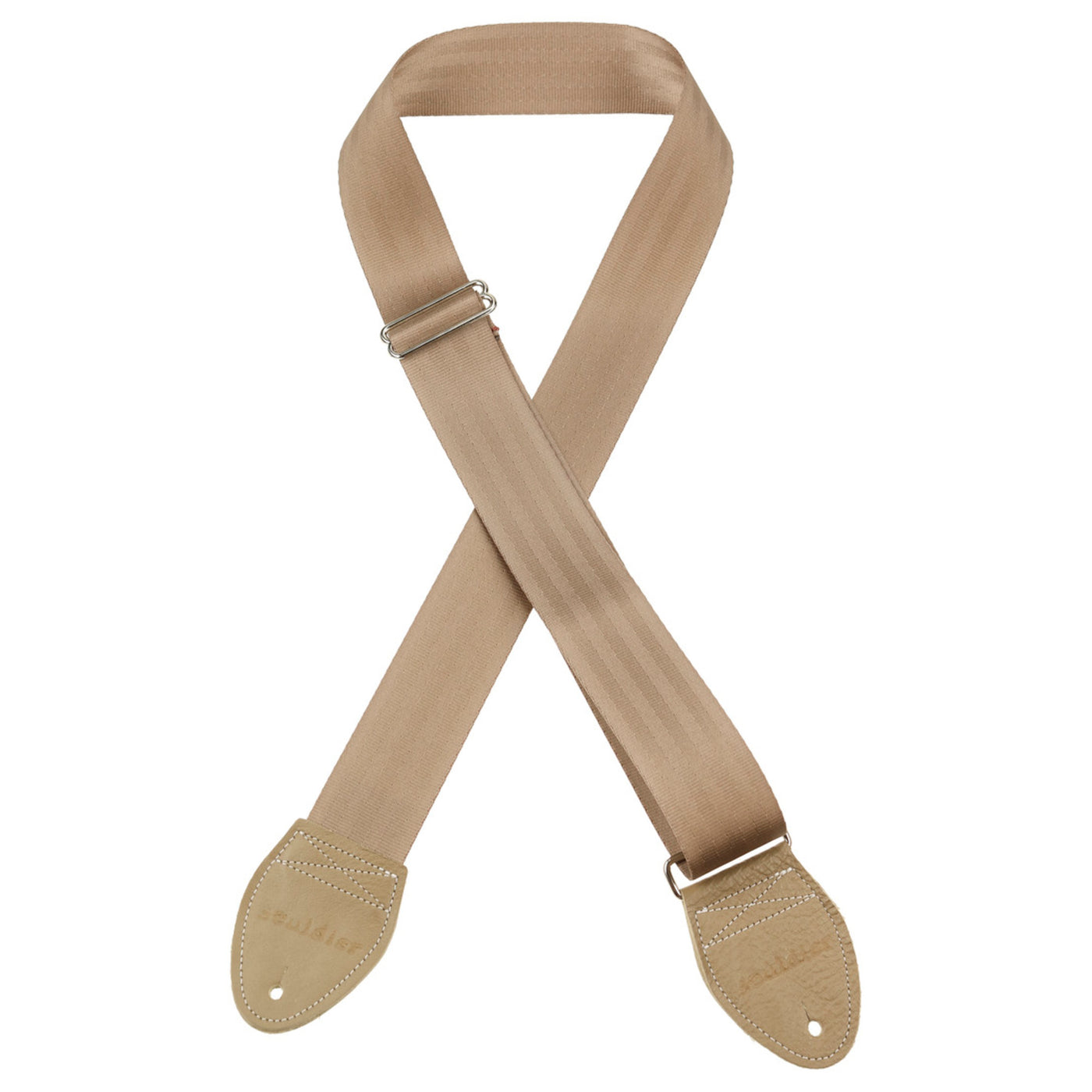 Souldier GS0000TP04TP - Handmade Seatbelt Guitar Strap for Bass, Electric or Acoustic Guitar, 2 Inches Wide and Adjustable Length from 30" to 63"  Made in the USA, Taupe