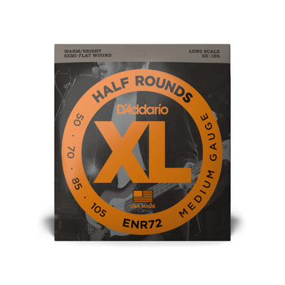 D'Addario Half Round Bass Guitar Strings, Medium, 50-105, Long Scale (ENR72)