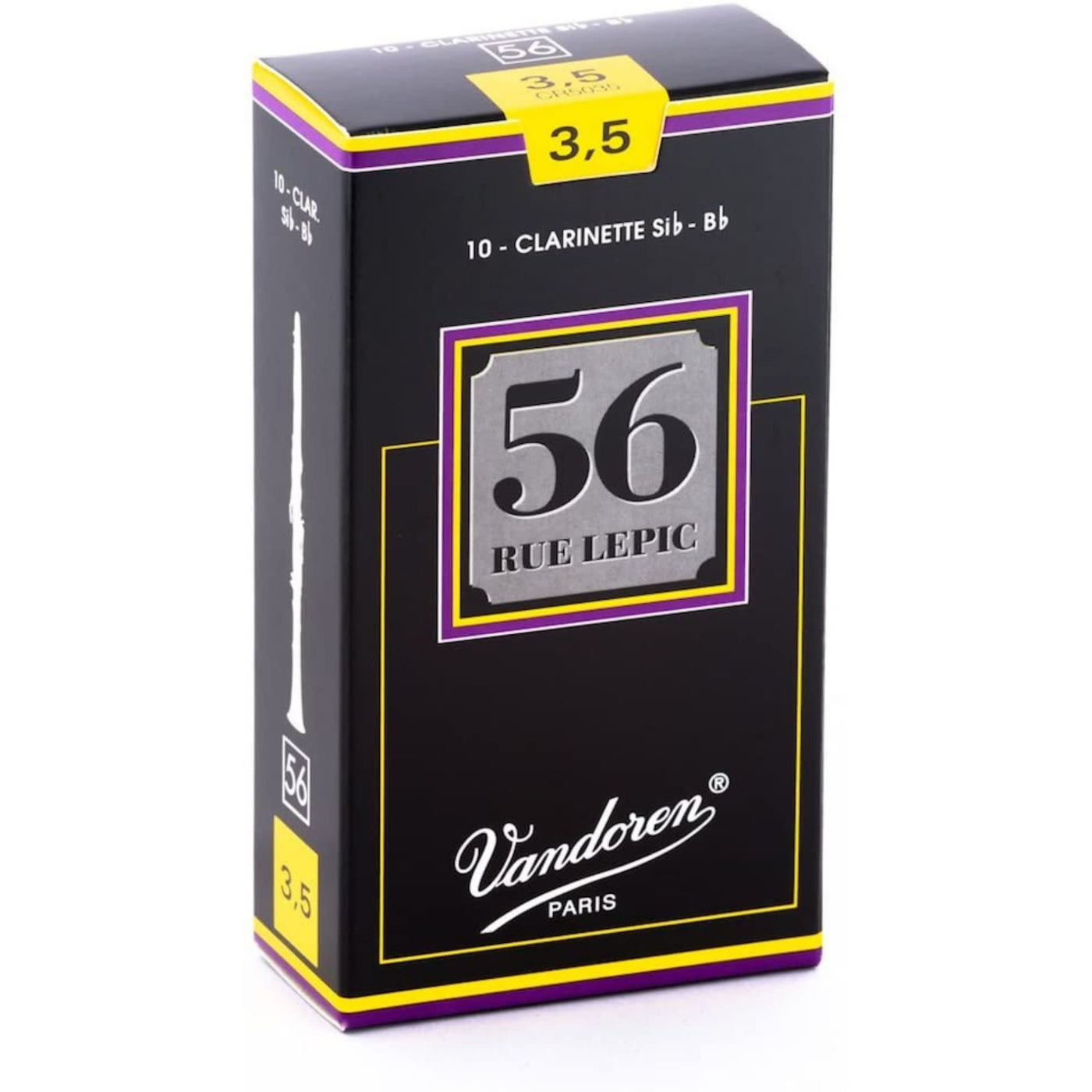 Vandoren Bb Clarinet 56 Rue Lepic Reeds Strength #3.5; Box of 10