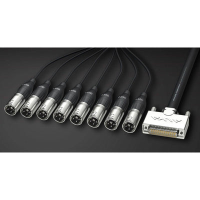 Alva AO25-8XPRO10 Analog Multi-Core Cable, D-Sub25 Male to 8 x XLR Male, 10m