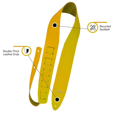 Souldier PSMGSYL - Handmade Prisma Guitar Strap for Bass, Electric or Acoustic Guitar, 2.5 Inches Wide and Adjustable Length from 43" to 57" Made in the USA, Yellow