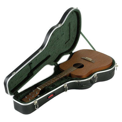 SKB Cases 1SKB-8 Rectangular Hardshell Economy Case for Acoustic Dreadnought Guitars with Plush Lining, Accessory Compartment, and Full-length Neck Support