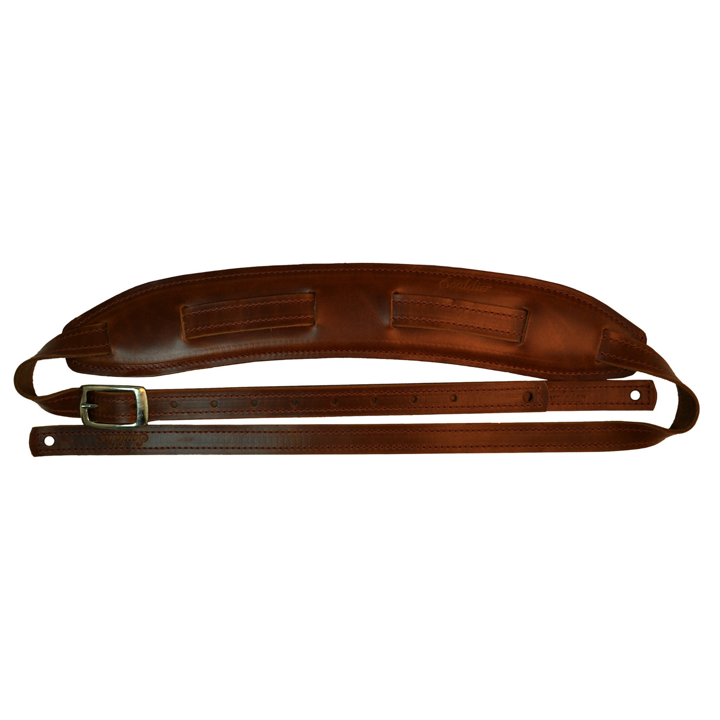 Souldier SSD0000BR02BR - Handmade Souldier Plain Saddle Strap for Bass Electric, or Acoustic Guitar, 2.5 Inches Wide and Adjustable up to 57" made in the USA, Brown