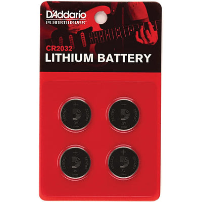 D'Addario CR2032 Lithium Battery, 4-Pack (PW-CR2032-04)