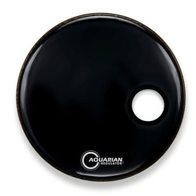 Aquarian RSM16BK 16" Regulator Resonant Black Bass Drum Head with Port Hole